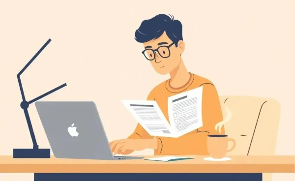 Person comparing auto insurance quotes at a desk with a laptop