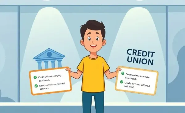 Person comparing bank and credit union offerings