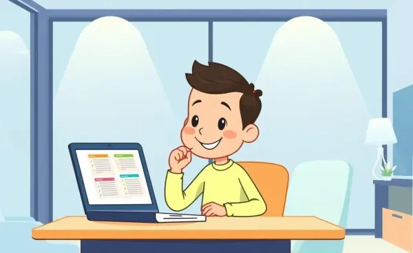 Cartoon of a person comparing homeowners and auto insurance.