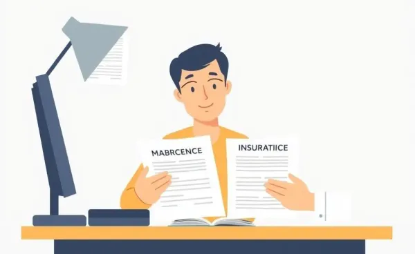 Illustration of a person comparing insurance policy documents