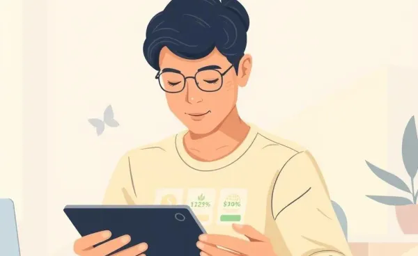 A person examining different online banking options on a tablet