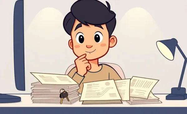 Illustration of a person considering condo purchase documents