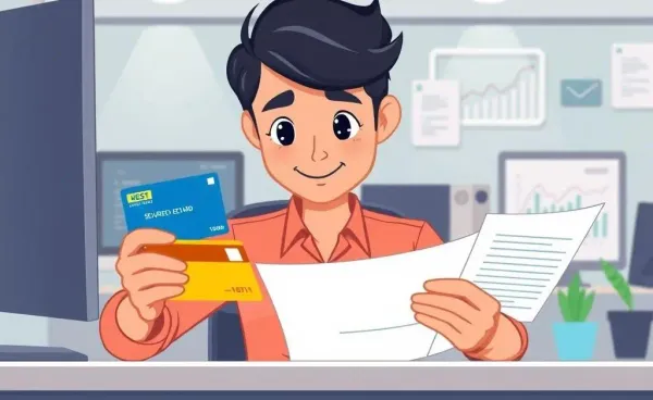 A person confidently reviewing finances with a secured credit card