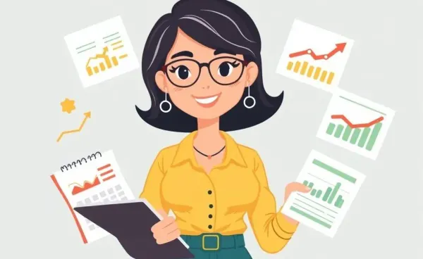 Illustration of a woman confidently managing her finances