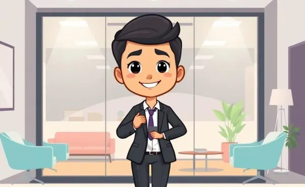Confident person entering an office for an interview