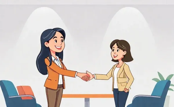 Illustration of a confident interview success