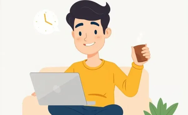 A person confidently handling investments with modern tools and a relaxed environment