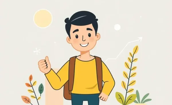 A cartoon depiction of a person starting their investing journey with confidence