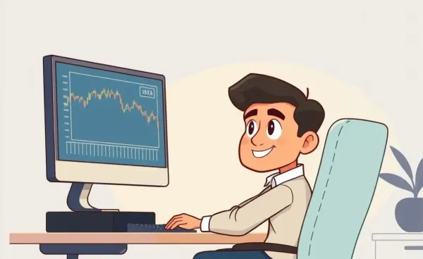 A person confidently analyzing stock charts on a computer during a bear market