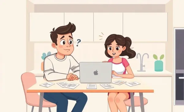 Couple puzzled over financial planning at the kitchen table