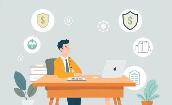 Consumer discussing financial matters with an advisor at a desk.