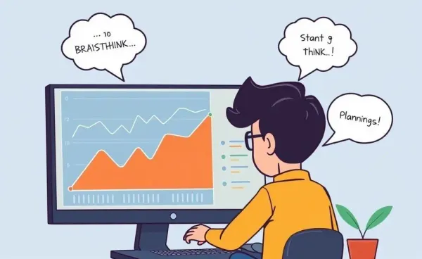 Person planning an investment strategy using charts.