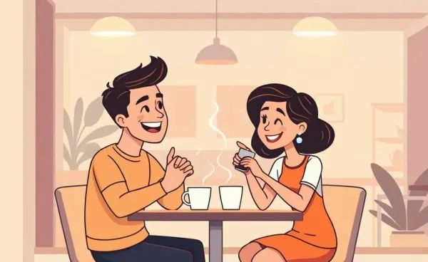 Couple having a chat about finances over coffee