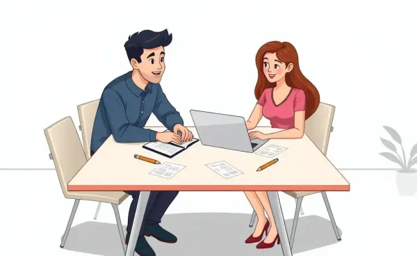 A couple discussing their finances together at a table