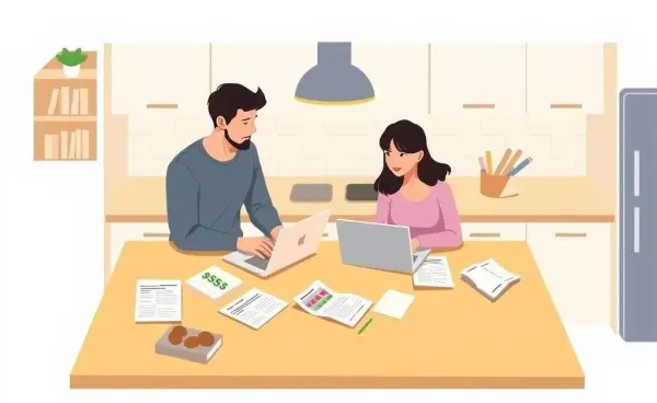 Couple discussing financial plans in a cozy kitchen setting