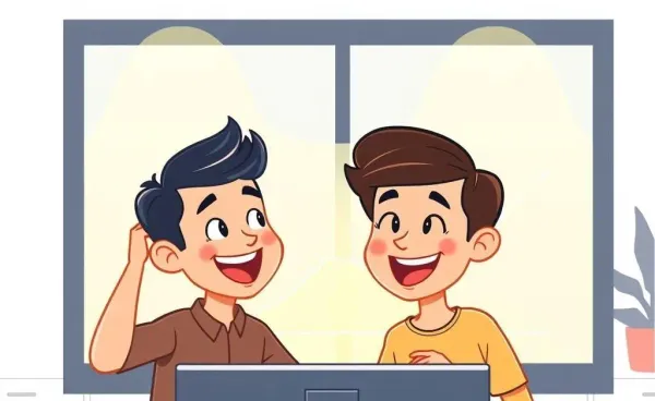 A cartoon couple happily looking at a computer screen showing financial growth.