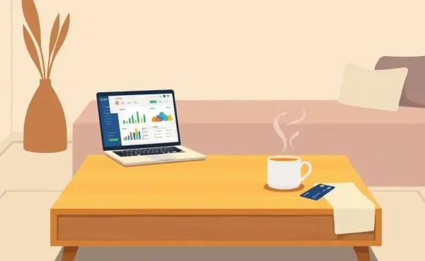 A cozy scene for financial planning with a credit card