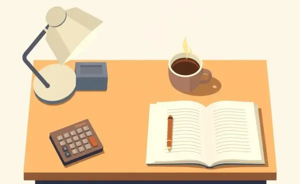 A cozy desk with financial planning tools
