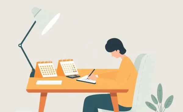 A comfy desk setup used for financial planning