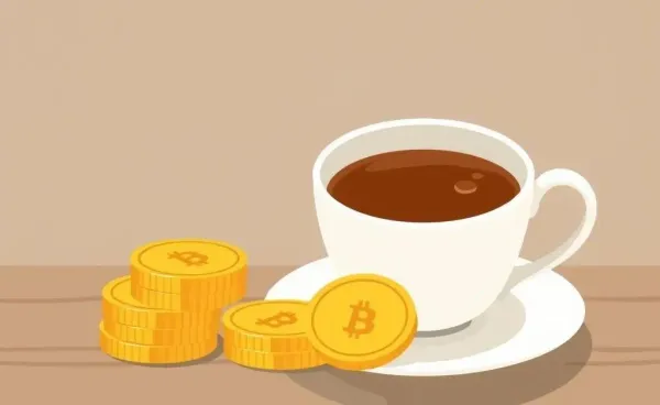 A cozy setup with gold coins and tea on a table, symbolizing thoughtful investment