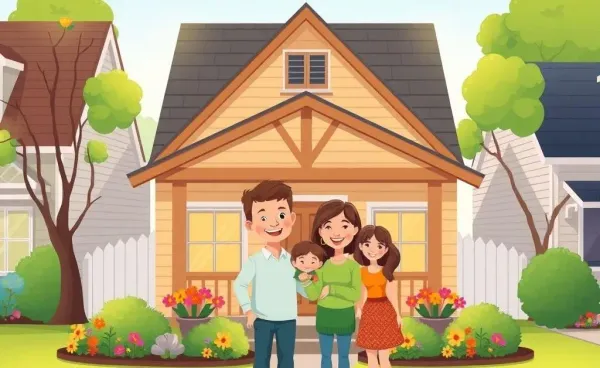 A welcoming home with a family celebrating mortgage success