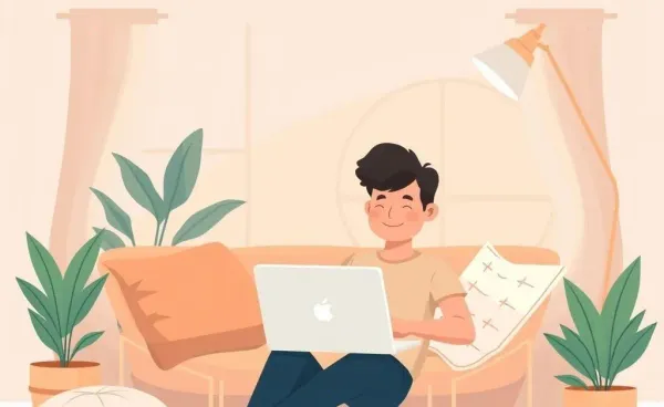 A person managing investments on a laptop in a cozy room setting