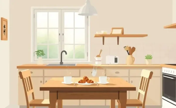 A cozy kitchen with a sunny breakfast nook.