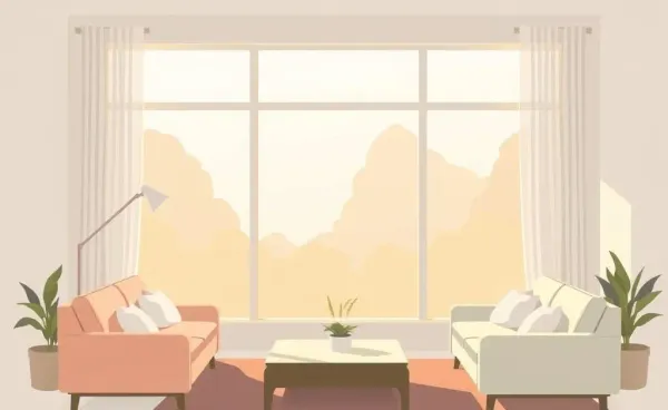 A cozy living room bathed in sunlight, representing comfort and homeliness.