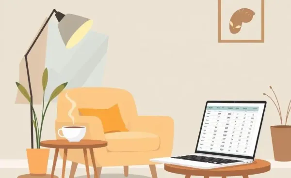 A cozy living room setup with a focus on budgeting and financial planning