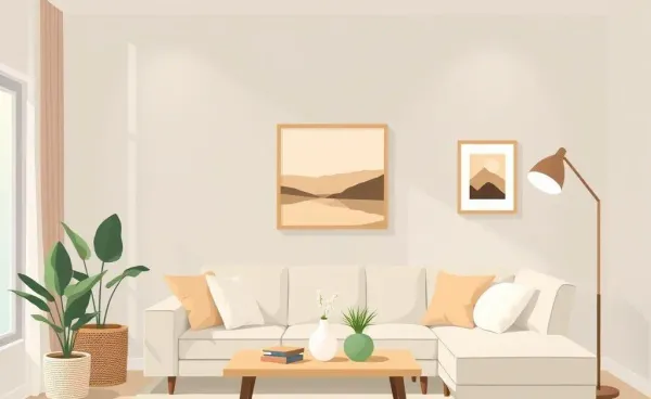 A cozy and tranquil living room with minimalistic decor