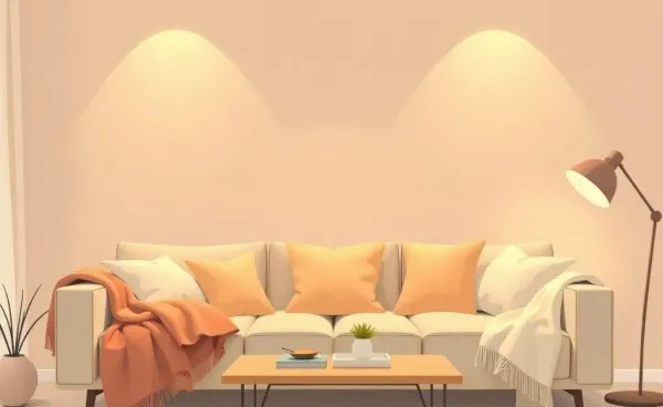 A welcoming and cozy living room with warm lighting