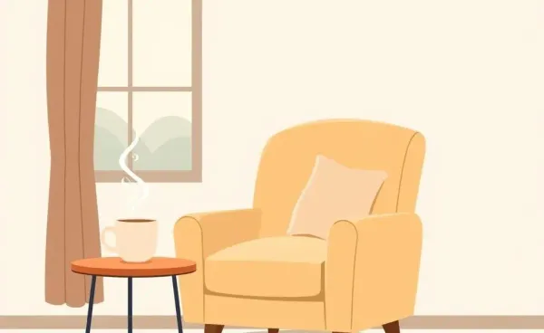 A cozy living room scene representing home buying comfort
