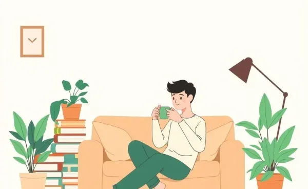 A peaceful scene of slow living with tea and books
