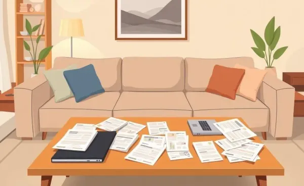A cozy space with mortgage documents and a laptop