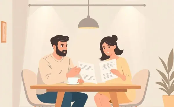Couple reviewing their mortgage offer at a table