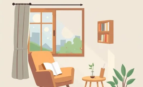 Cozy reading nook with a comfy chair and window view