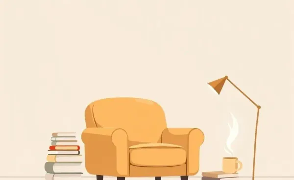 A cozy room with a comfy chair and warm light for relaxation