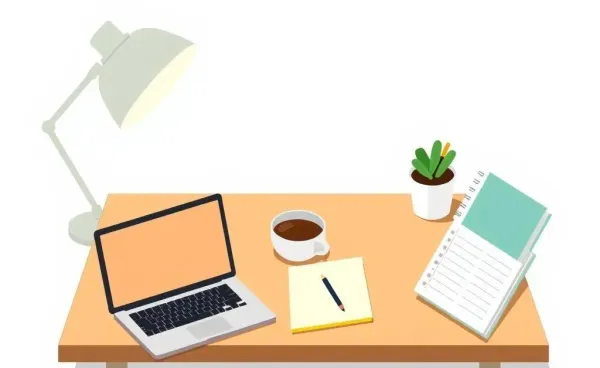 Cozy workspace with laptop and coffee