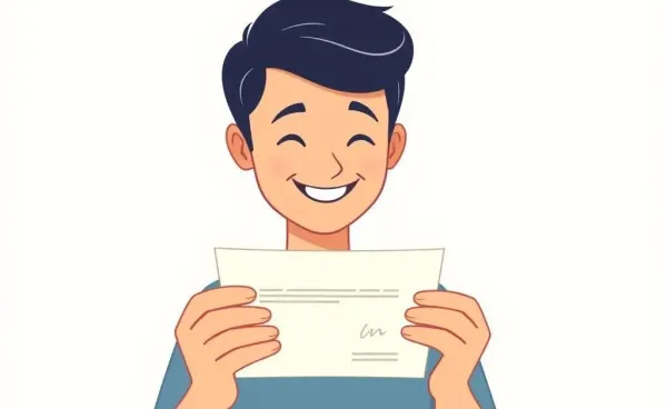 A person excitedly looking at their credit card approval letter