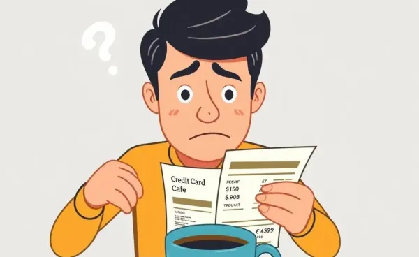 A person surprised by a credit card cancellation