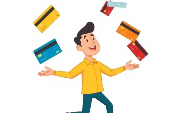 Person juggling credit cards, symbolizing credit card strategies