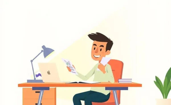 Person analyzing a financial plan with confidence