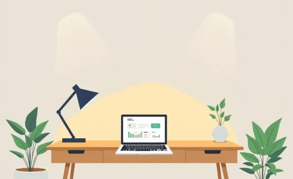 A welcoming home office desk with a laptop displaying budgeting tools.