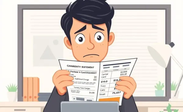 Person puzzling over credit card fees on a statement