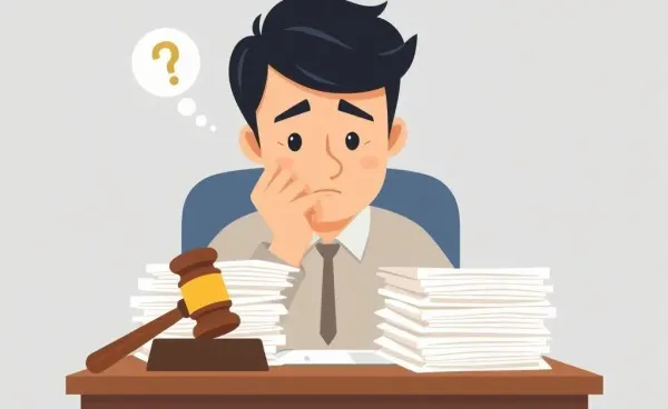 A person thinking about credit card debt paperwork and court implications
