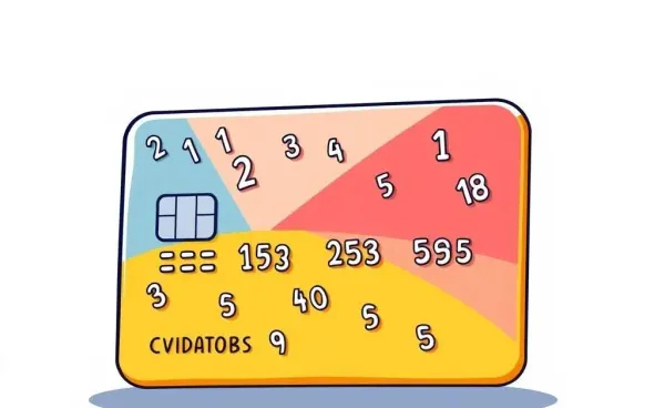 A credit card with numbers printed in various places