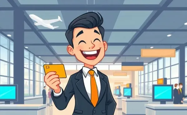 Businessperson using a credit card at an airport