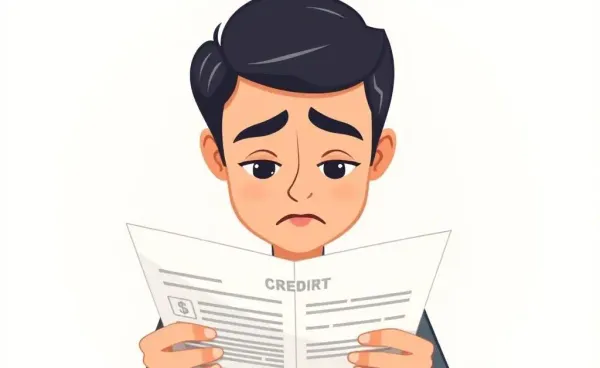 Person examining credit report with concern and hope