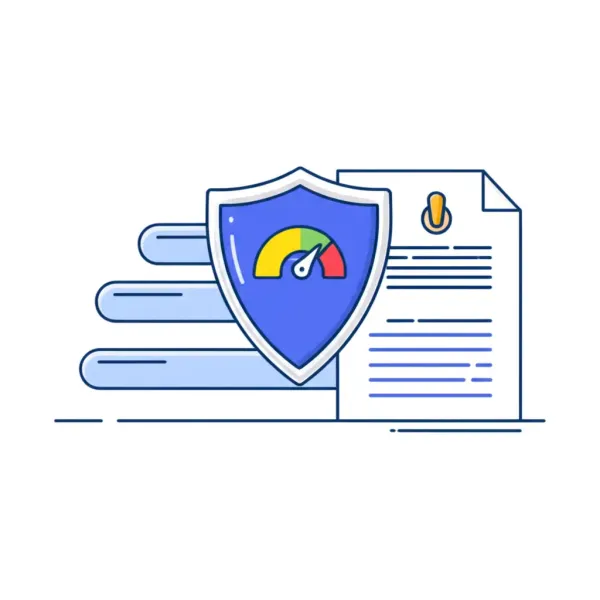 Shield protecting a credit score chart against data threats