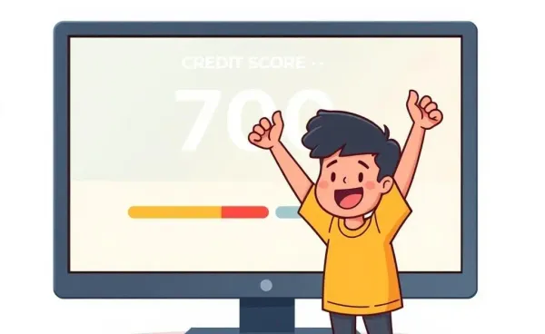 A person celebrating reaching a credit score of 700
